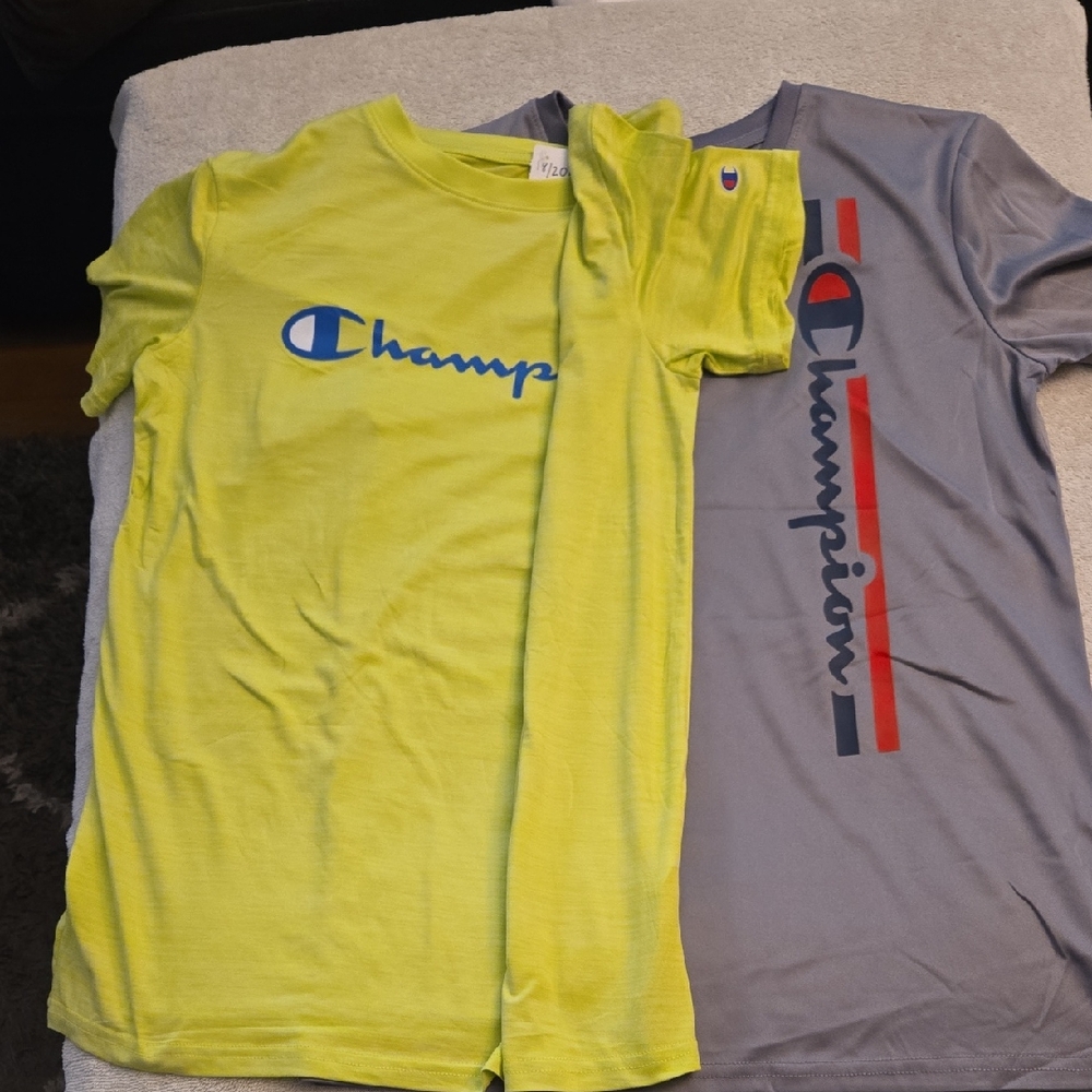 Champion Kids Short Sleeve Tees - Neon Yellow & Gray